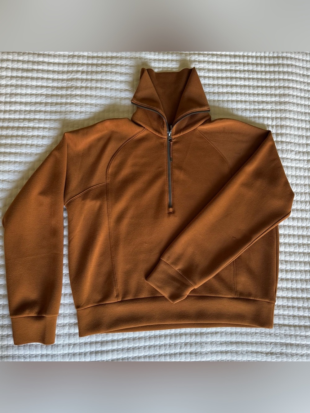 SPANX  AirEssentials Half Zip Pullover Warm Caramel Brown